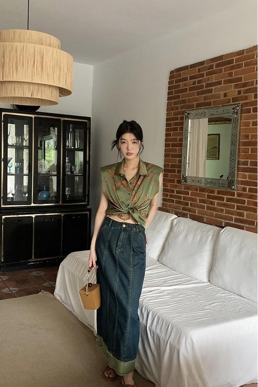 LNNNS 洗水牛仔复古半裙 18551 商品图1