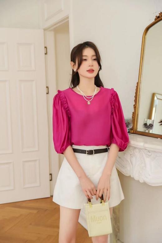 Le Malene 紫红透气木耳边上衣 18585 商品图2