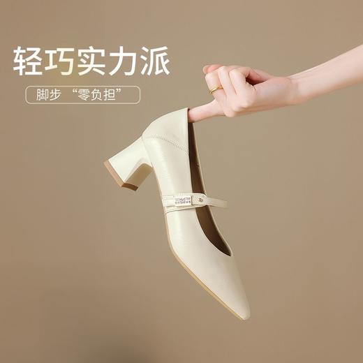 ZHR则则尖头单鞋女2025新款百搭通勤高跟鞋女法式浅口玛丽珍女鞋 商品图4