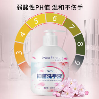 OVDL抑菌洗手液500ml 温和洁净去污泡沫丰富易冲洗樱花香成人家用通用 /个人护理 /身体护理 /洗手液 商品图1