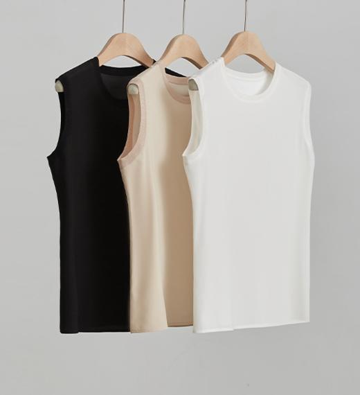 M2臣禾	【真丝背心】 拼罗纹合体版型无袖背心	JZ252050975 商品图10