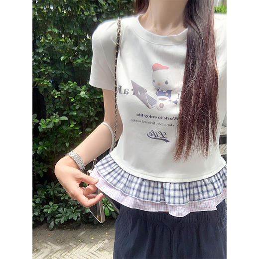 【129元任选2件】现货秒杀！猫猫印花拼接短袖 商品图1