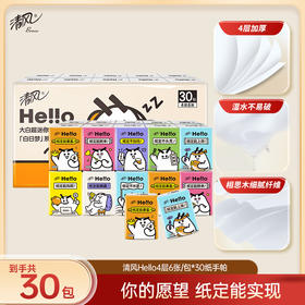 【官方自营】清风 Hello4层6张超迷你手帕纸30包