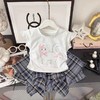 【小猫印花卡通短袖蝴蝶结半身裙两件套】夏季新款小飞袖上衣蝴蝶结半身裙两件套 商品缩略图1
