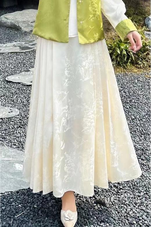 Le Malene 米白色新中式国风提花马面裙半裙 19988 商品图0