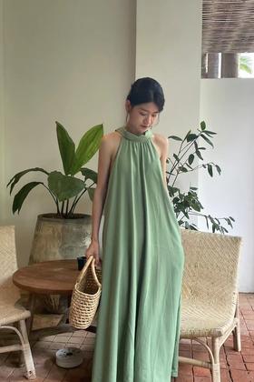 SUMMER & SAGE 赫本风挂脖polo连衣裙 18556