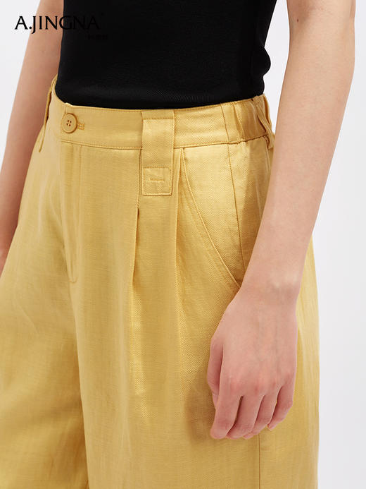 【百搭实穿】阿菁娜夏季丝麻垂坠感打褶设计阔腿裤F30X210011 商品图4