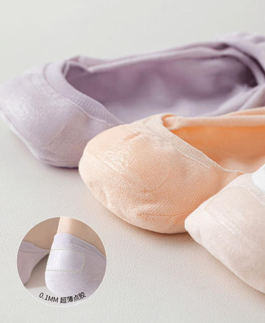 5双一组！春夏超浅口不掉跟隐形船袜 7A抗菌消除马卡龙色系无骨柔软吸汗 65%棉防滑硅胶纯色隐形袜 商品图6