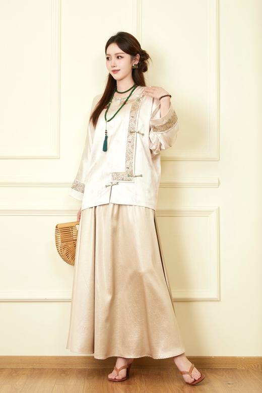 LNNNS 金色肌理感大A摆松紧腰半裙 20014 商品图1