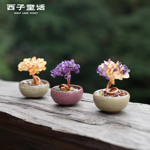 【灵隠景区直发】发财树摆件黄水晶风水玄关摆件招财桌面摆件办公室水晶摆件   3-5天发货 商品图9