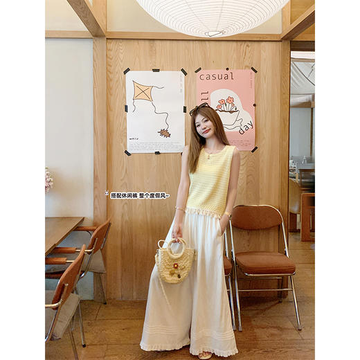 <曾小咸推荐>现货秒杀！微信超特价！黄色镂空流苏背心 日常119.99 立减70 秒杀49.99！ 商品图12