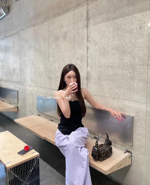 夏日清凉必备乳胶棉垂感阔腿裤奶白色透气休闲裤 商品图4