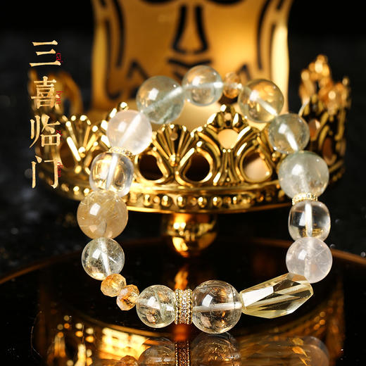 【新品】麦玲玲灵机生活【人生富婆】绿幽灵粉晶超七手链 商品图5