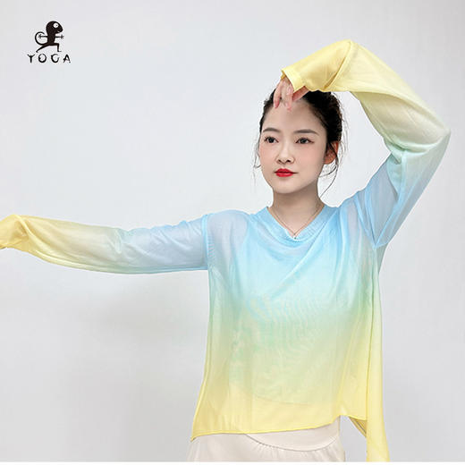 壁虎瑜伽【2505SY361】柔软飘逸渐变网纱罩衫【5天发货】 商品图2