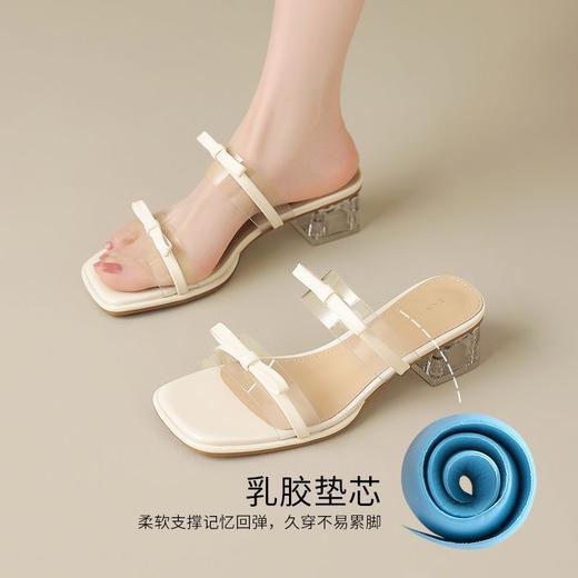 ZHR则则透气外出方根拖鞋透明女2025新款夏季蝴蝶结轻便凉鞋水晶 商品图3