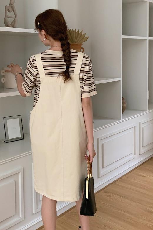 HAYES 休闲奶白色条纹T恤背带裙套装 18608 商品图5