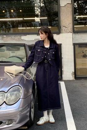 LNNNS 韩系牛仔短外套背心裙套装 20038