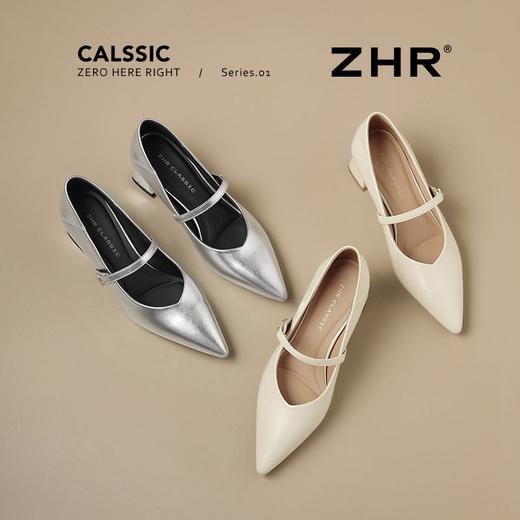 ZHR则则尖头单鞋女2025新款百搭通勤高跟鞋女法式浅口玛丽珍女鞋 商品图5