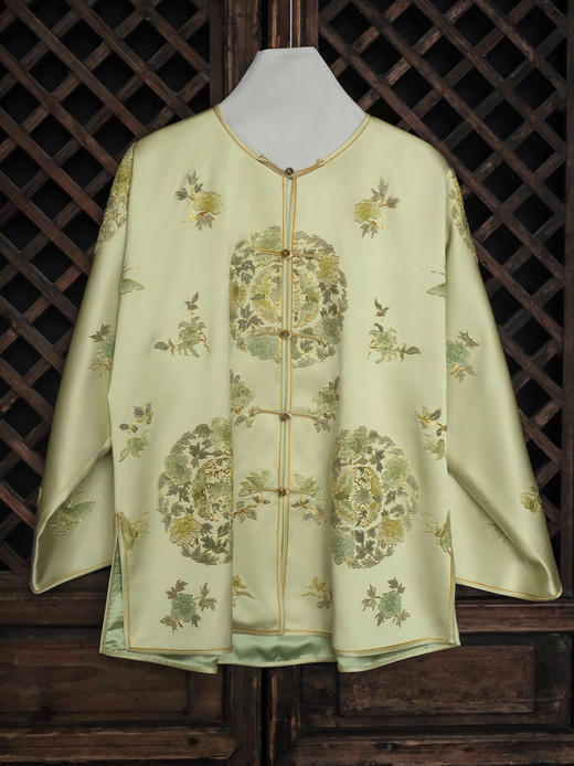 盛唐牡丹大师系列| 重工盘金团花外套-黄绿 商品图0