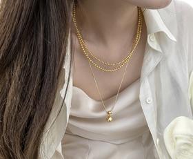 进口施华洛招财小金珠baby小米金珠项链