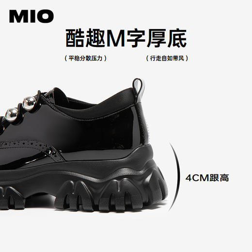 MIO米奥牛津鞋女深口单鞋中性运动厚底增高德比鞋M254514494 商品图4