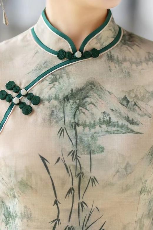 ELLA JADE 气质绿色竹叶旗袍连衣裙 20052 商品图4