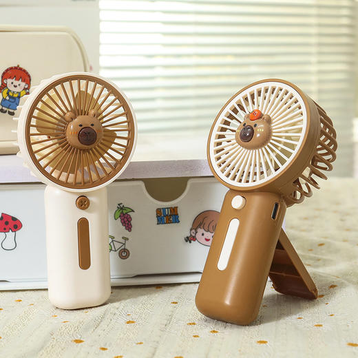 【便携手持小风扇】简约隐藏式支架桌面便携小风扇 三档大风力学生夏季旅行随身风扇。ry 商品图1