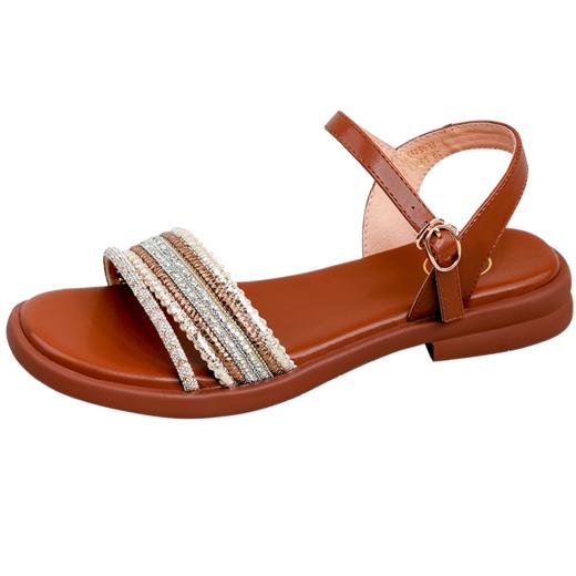 Safiya/索菲娅不累脚轻便休闲民族风一字扣带平底复古凉鞋2025SFD2115373/SFD2115M73 商品图5