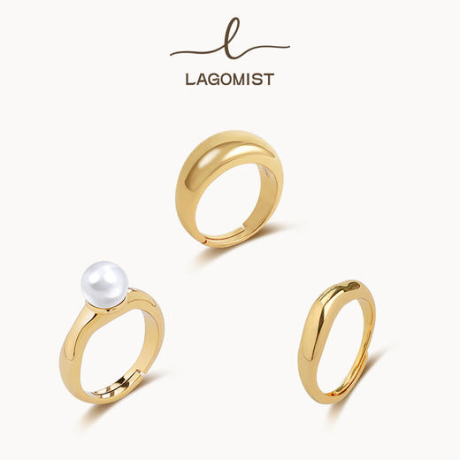 【Lagomist】拿铁系列 | 金/银咖啡杯柄牛奶戒指套装 商品图0