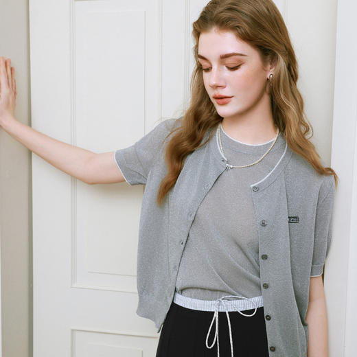 【商场同款】诗凡黎灰色针织衫25夏新款开衫背心两件套3G4230821 商品图4