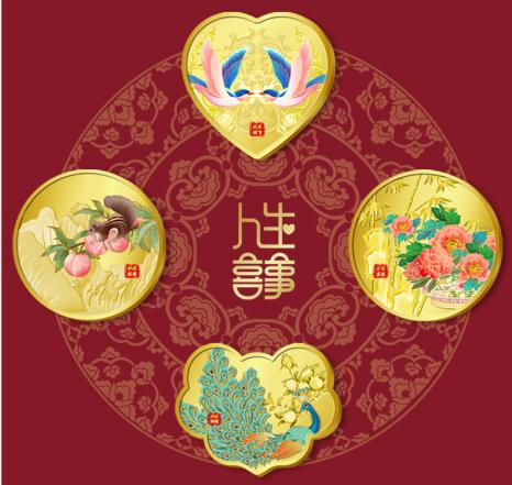 【吉祥文化】人生喜事系列异形彩色纪念章 礼盒装 商品图5