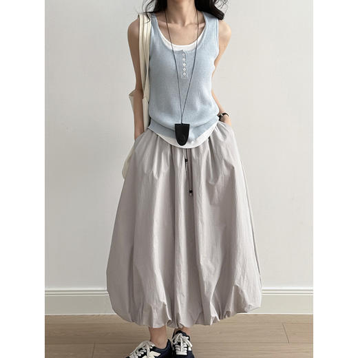 雀说 休闲蓬蓬花苞半身裙女 夏季法式伞裙中长款a字裙25112 商品图2