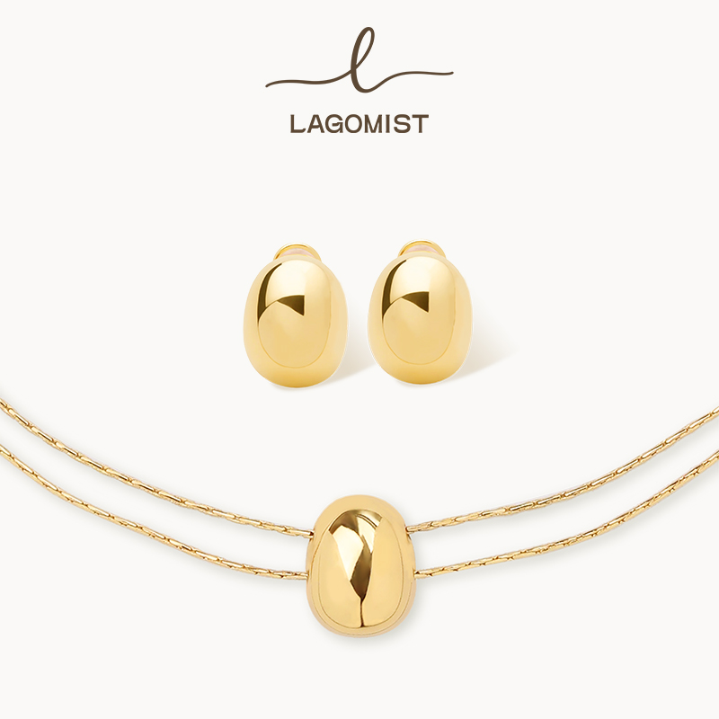 【秦岚&于文文&万妮达同款】Lagomist拿铁系列 | 金/银咖啡豆耳钉项链套装 小众时尚