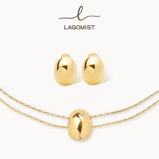 【秦岚&于文文&万妮达同款】Lagomist拿铁系列 | 金/银咖啡豆耳钉项链套装 小众时尚 商品图0