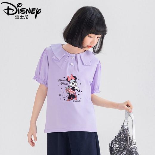 迪士尼女童泡泡袖上衣夏季儿童短袖T恤女大童打底衫薄款女孩夏装 商品图4