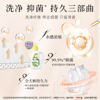 狮王（Lion）持久香氛抑菌洗衣液香槟玫瑰900g*3持久留香60天快洗进口洗衣液 /家庭清洁/纸品 /衣物清洁 /普通洗衣液 商品图2