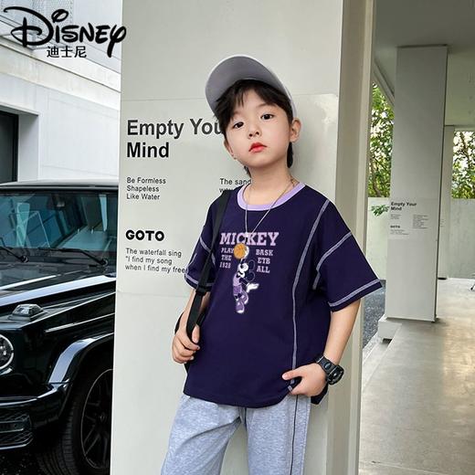 迪士尼男童短袖T恤夏装儿童上衣2024新款夏季男大童半袖男孩体恤 商品图5