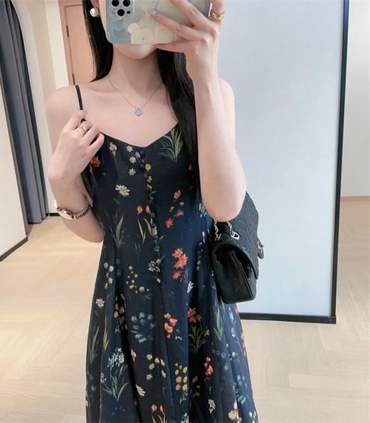 品牌花色花园天丝吊带裙显瘦小A字连衣裙 商品图5