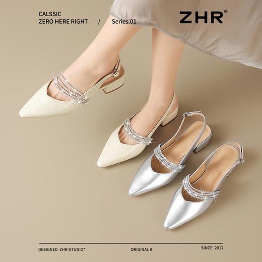 ZHR则则法式尖头凉鞋2025新款气质百搭水钻一字包头凉鞋女鞋单鞋 商品图2
