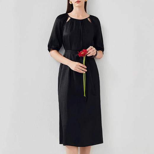 丁摩 真丝香云纱冠乐绉连衣裙XZ33889 商品图3