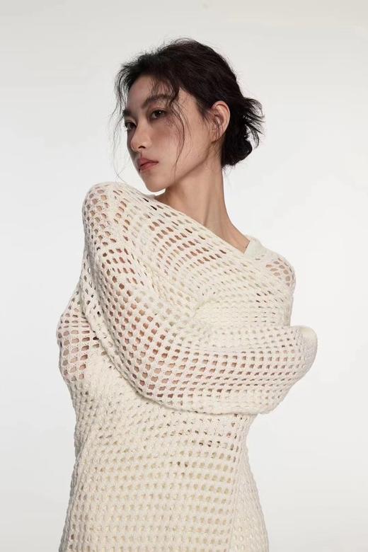 Kai & Kiera 米白色针织洞洞款长开衫外套 20061 商品图2