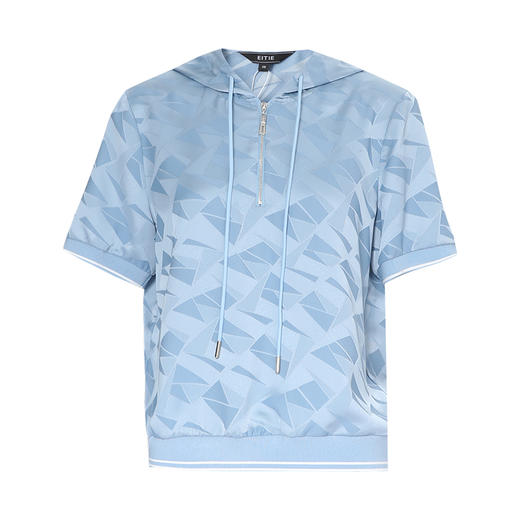 EITIE爱特爱休闲连帽宽松显瘦蓝色轻运动短袖上衣2025夏季新款B2513622 商品图5