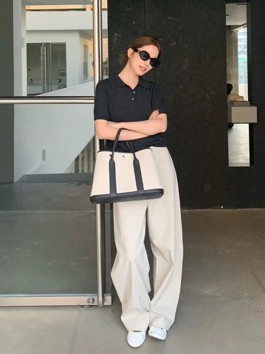 夏日清凉必备乳胶棉垂感阔腿裤奶白色透气休闲裤 商品图1