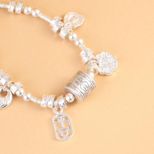 【吉言喜乐】足银复古平安吊饰桶珠盘缠手链【SCH-CK40237-4】 商品图1