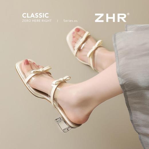 ZHR则则透气外出方根拖鞋透明女2025新款夏季蝴蝶结轻便凉鞋水晶 商品图4