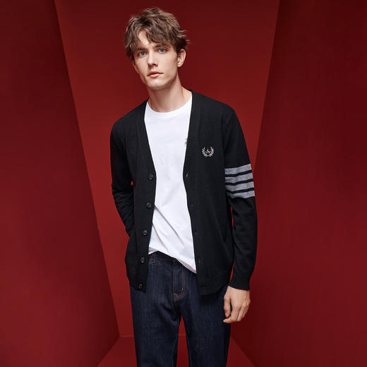 纳维凯尔Navigare意大利小帆船 简约条纹羊毛衫男士开衫毛衣外套 1134094201 商品图0