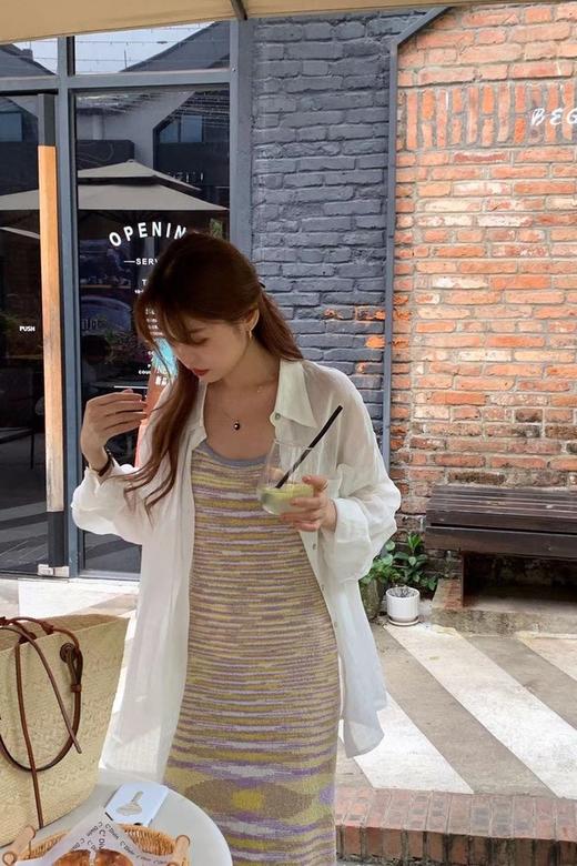 SIA SAYLOR 落日紫条纹针织吊带连衣裙 18472 商品图5