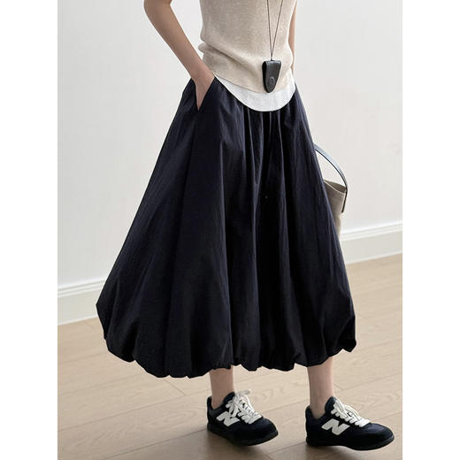 雀说 休闲蓬蓬花苞半身裙女 夏季法式伞裙中长款a字裙25112 商品图3