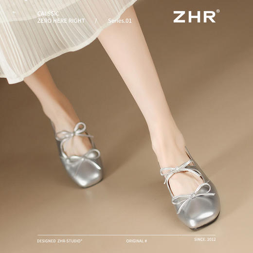 ZHR则则时尚蝴蝶结包头凉鞋2025新款气质百搭单凉鞋粗跟法式女鞋 商品图2
