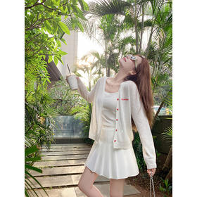 <曾小咸推荐>韩版白色刺绣针织开衫外套新款